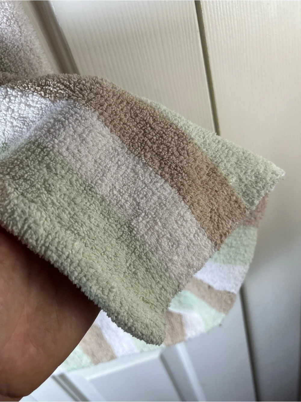 Carter's Green Tan White Stripes Baby Blanket Chenille Soft Security Lovey